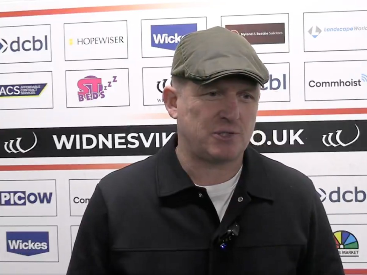 Widnes Vikings coach Allan Coleman being interviewed after a match