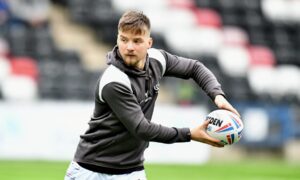 Widnes Vikings player Joe Lyons warming up for a game